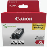 Canon PGI‑570XL PGBK Twin Pack – Genuine PIXMA High‑Yield Black Ink Cartridges (0318C010), 22 ml each, 500 pages per cartridge – UK packaging