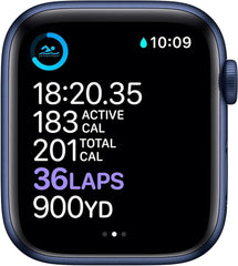 Apple Watch Series 6 - 44mm - (GPS + Cellular) - Blue Aluminium Case - Deep Navy Sport Band