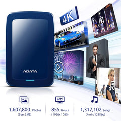 ADATA HV300 1TB with storage upto 1607800 photos, 855 hours video and 1317102 songs