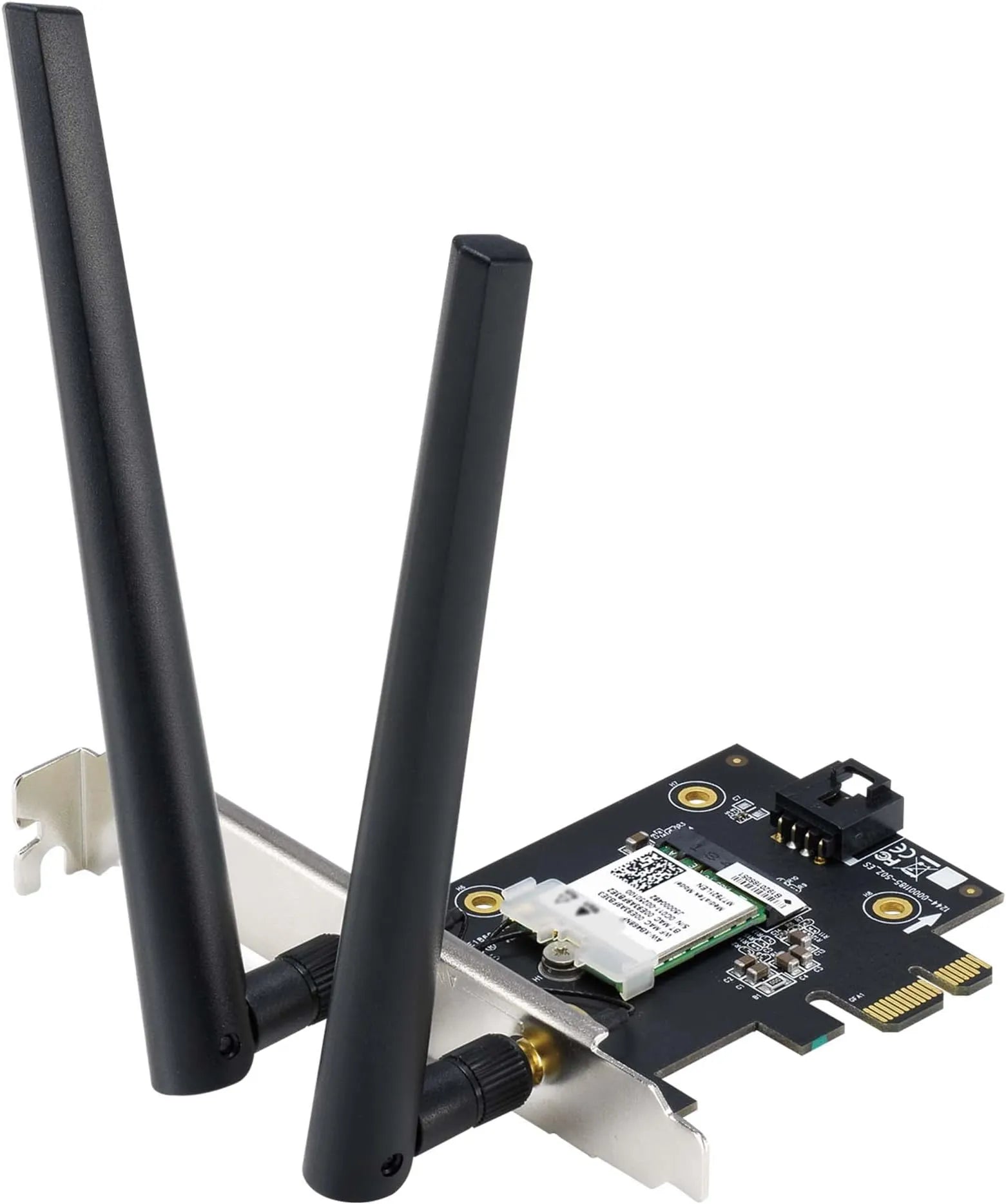ASUS PCE-AXE5400 WiFi 6E PCIe adapter with Tri-Band support for 6GHz, 5GHz, and 2.4GHz networks.