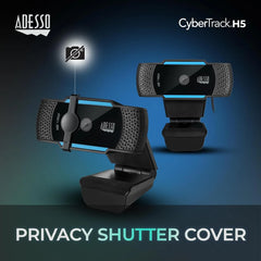 Auto-focus Adesso CyberTrack H5 webcam, perfect for video calls and meetings