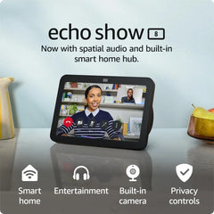 Echo Show 8 (3rd Gen) smart home hub with 8” HD display and Alexa voice control