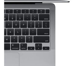 Close-up of the Apple MacBook Air keyboard featuring an island-style layout and backlit keys.
