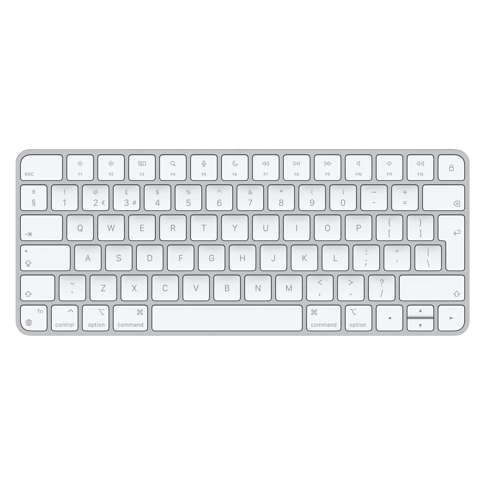 Front view of the Apple Magic Keyboard with British English layout