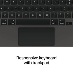 Close-up of the backlit keys on the iPad Pro Magic Keyboard with trackpad
