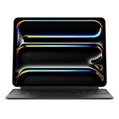 Front view of Apple Magic Keyboard Black with iPad Pro 13inch attached to it.