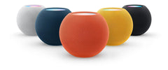 Front view of the Apple HomePod Mini in different colors