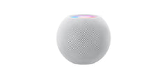 Front view of the Apple HomePod Mini in white color.