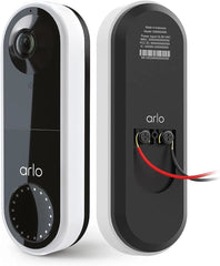 Arlo wired video doorbell with motion detection and built-in siren for enhanced security