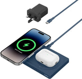 Belkin BoostCharge Pro 2-in-1 Wireless Charging Pad – MagSafe 15W fast charger in navy