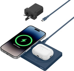 Belkin BoostCharge Pro 2-in-1 Wireless Charging Pad – MagSafe 15W fast charger in navy