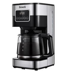 Brewsly 1.5L drip coffee maker with touch screen and programmable timer