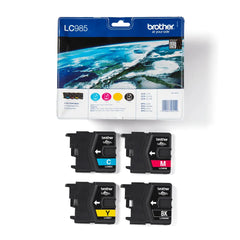 Brother LC985VALBP Genuine Ink Cartridge Multipack – Includes Black (8.7ml), Cyan, Magenta, Yellow (4.8ml each), standard yield for Brother DCPJ and MFCJ series inkjet printers