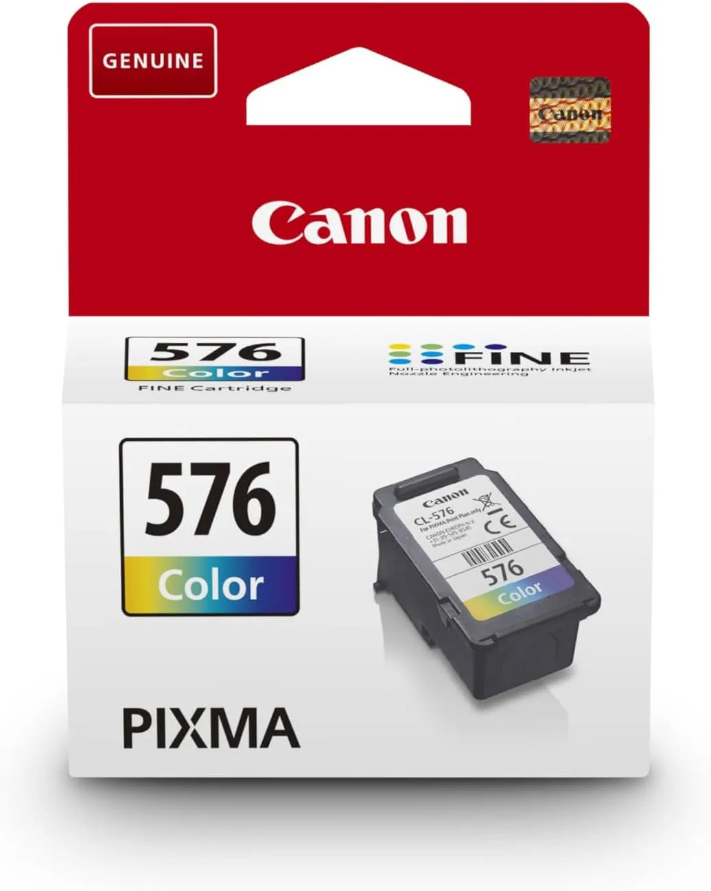 Canon CL‑576 Tri‑Colour Ink Cartridge – Genuine PIXMA Series (5442C001), 6.2 ml CMY ink, prints up to 100 pages – UK packaging