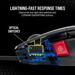 Corsair M65 RGB ULTRA mouse with optical switches and tunable settings for FPS gaming.