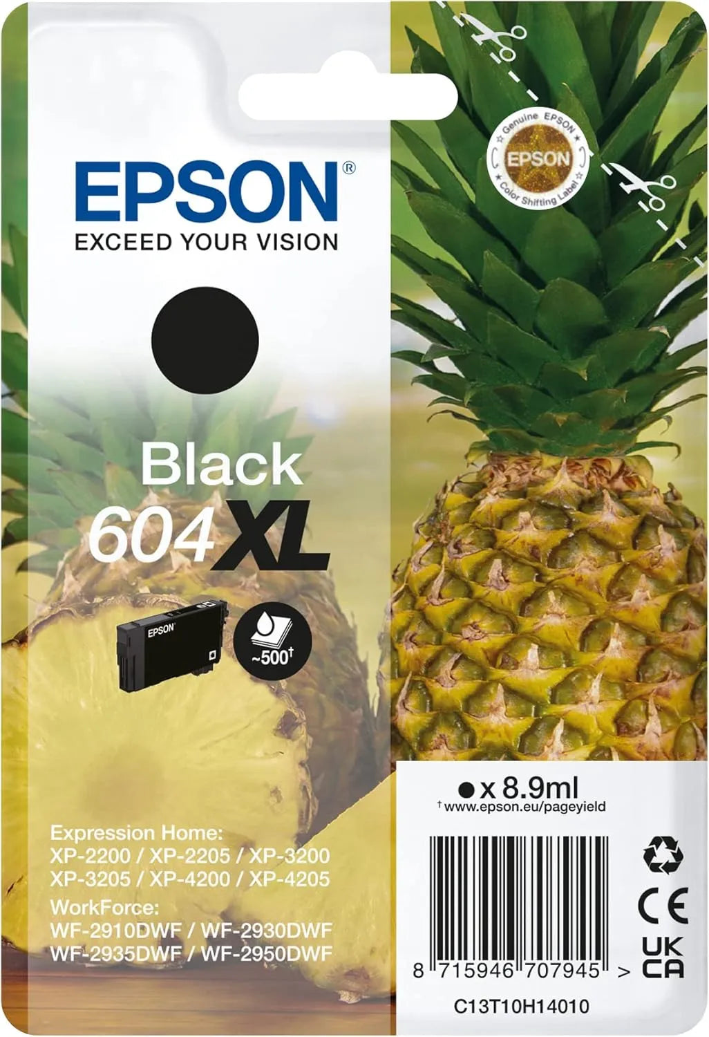 Epson 604XL Black Ink Cartridge – Genuine Pineapple Series, high capacity 8.9ml ink for up to 500 pages, ideal for Epson Expression Home printers – UK version
