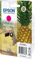 Epson 604 Magenta Ink Cartridge – Genuine Pineapple Series, 2.4ml capacity, yields up to 130 pages, compatible with Epson inkjet printers – UK edition