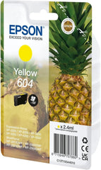 Epson 604 Yellow genuine Ink Cartridge – Pineapple Series, 2.4ml capacity, prints up to 130 pages