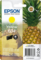 Epson 604 Yellow Ink Cartridge – Genuine Pineapple Series, 2.4ml capacity, prints up to 130 pages, compatible with Epson Expression Home printers – UK version