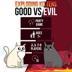High-stakes Exploding Kittens Good vs Evil card game, inspired by the Netflix show