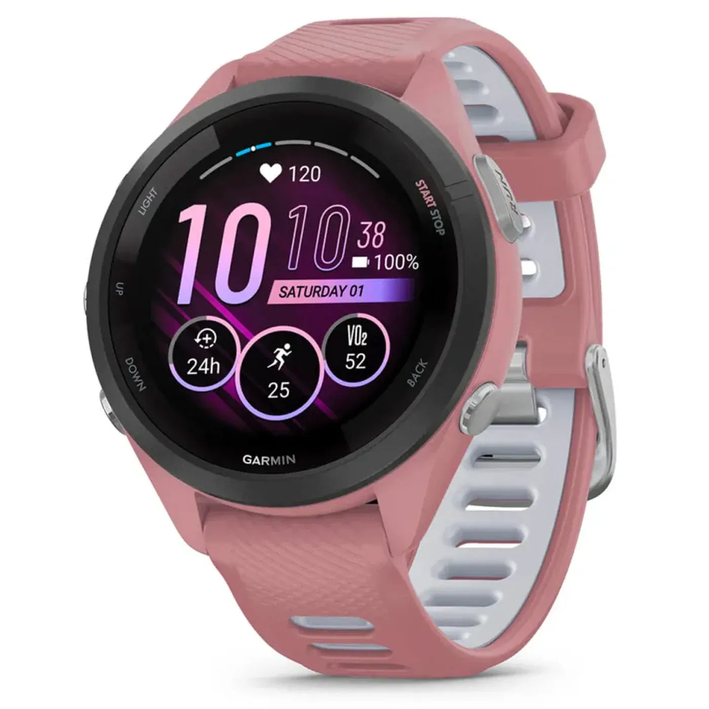 Garmin Forerunner 265S GPS Running Smartwatch in Light Pink/Powder Gray