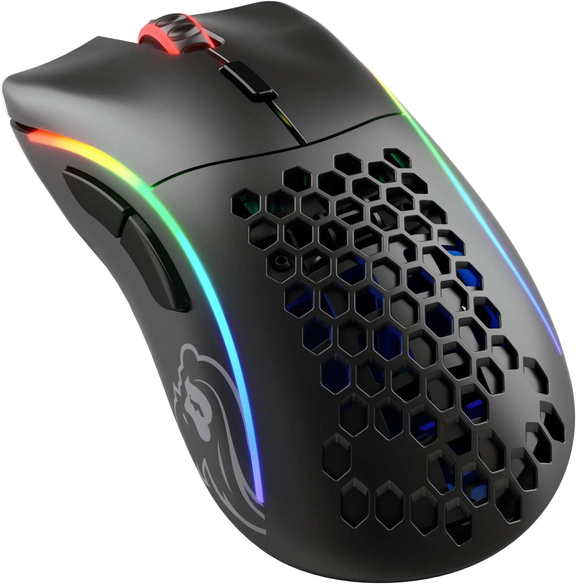 Glorious Model D wireless gaming mouse in matte black with 69g superlight design