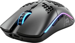 Glorious Model O wireless gaming mouse in matte black with RGB lighting