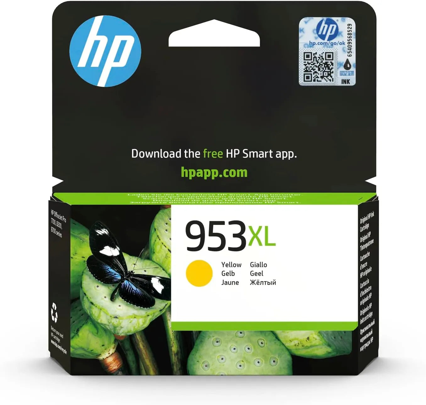 HP 953XL Yellow Ink Cartridge – Genuine High Yield Single Pack (F6U18AE), prints up to 1450 pages, ideal for professional-quality prints – UK packaging
