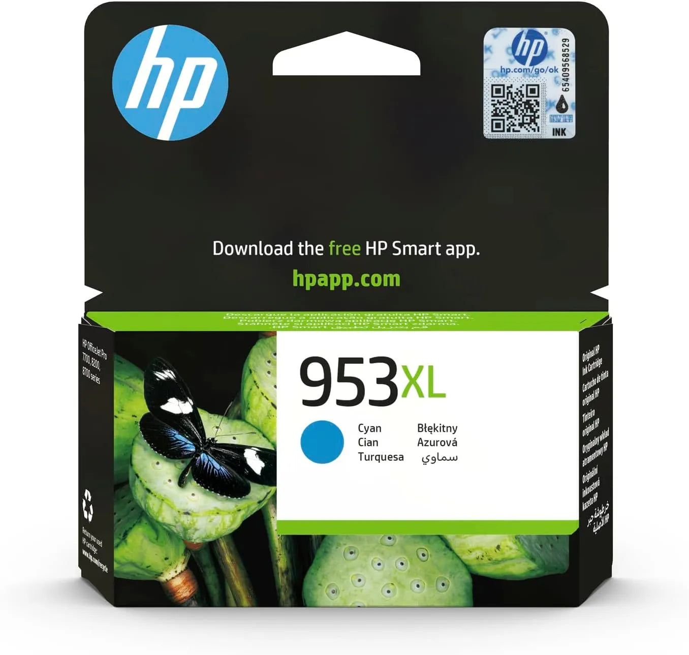 HP 953XL Cyan Ink Cartridge – Genuine HP High Yield (F6U16AE), prints up to 1600 pages, ideal for HP OfficeJet Pro printers – UK packaging