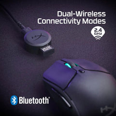 Black HyperX Pulsefire Haste 2 wireless gaming mouse with 2.4GHz connectivity