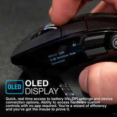 JLab Epic wireless mouse with OLED display for precision control and easy customization