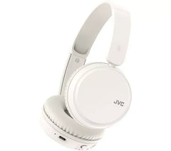 White JVC HA-S36W Bluetooth headphones with voice assistance support