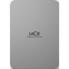 Close-up of the LaCie 4TB Hard Drive showing its slim aluminum body.