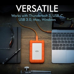 LaCie Rugged 1TB USB-C Portable Hard Drive works with thunderbolt 3, usb 3.0 mac and windows