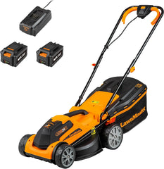 LawnMaster MX 24V 34cm cordless lawn mower with spare battery and fast charger