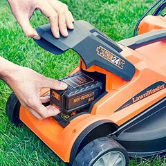 LawnMaster MX 24V lawn mower with dual battery system for extended mowing