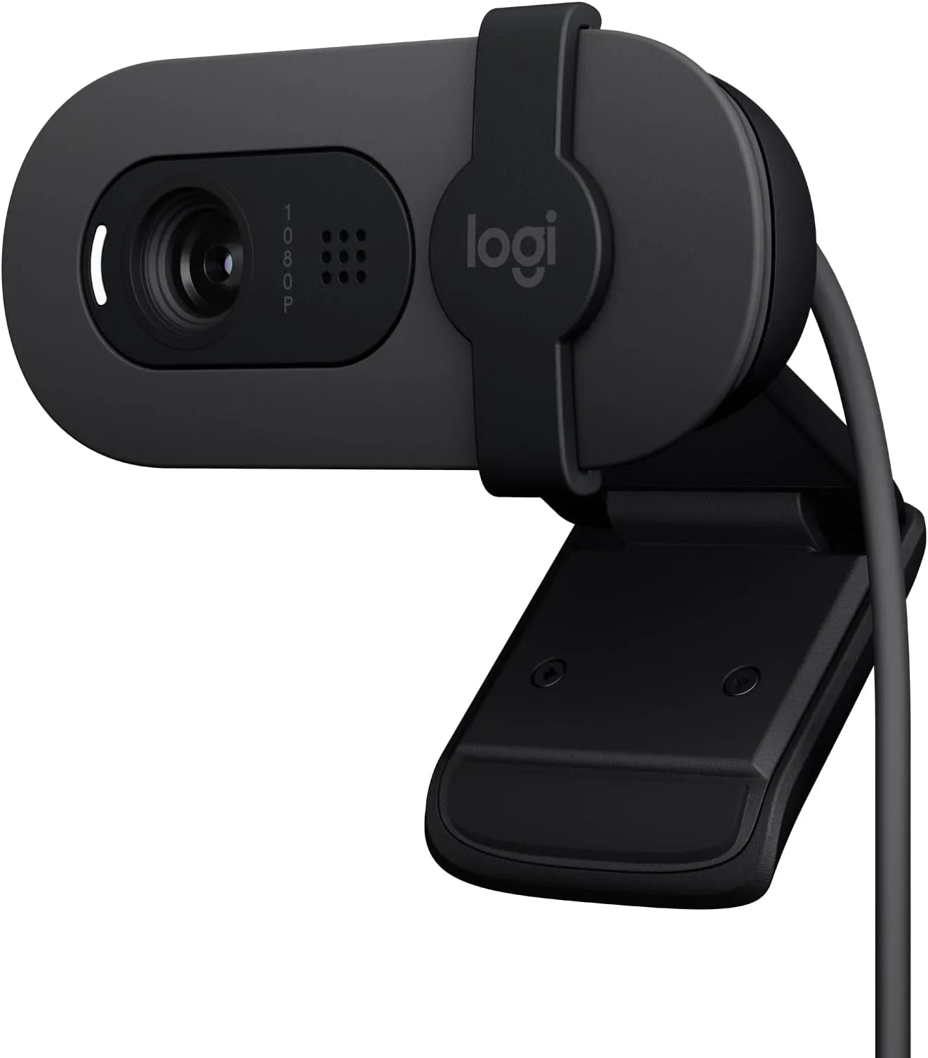Logitech Brio 100 Full HD Webcam – black, high-definition camera for streaming and meetings
