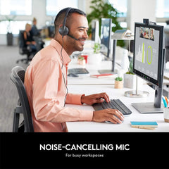 High-quality Logitech H340 stereo headphones for calls, meetings, and multimedia