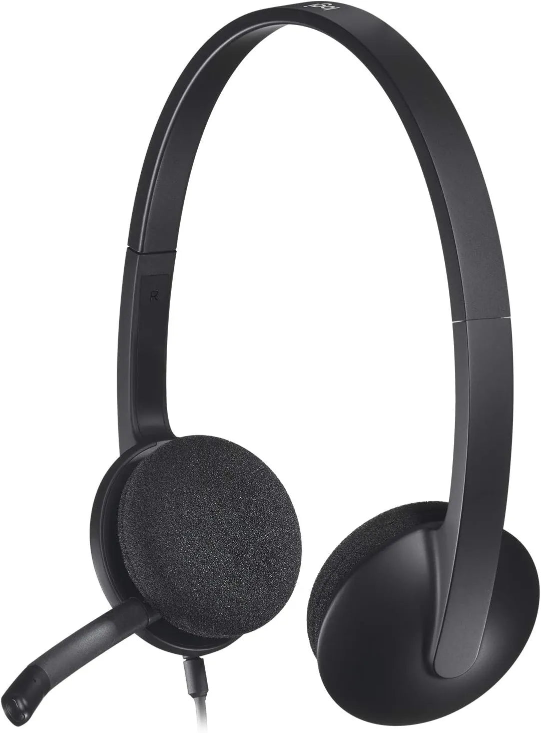 Logitech H340 Wired Headset – black noise-cancelling stereo headphones with USB connection