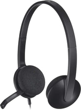 Logitech H340 Wired Headset – black noise-cancelling stereo headphones with USB connection