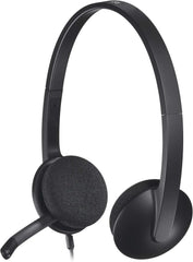 Logitech H340 Wired Headset – black noise-cancelling stereo headphones with USB connection