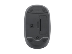 Depiction of the Logitech M196 next to a battery icon, emphasizing its 12-month battery life and auto-sleep feature.