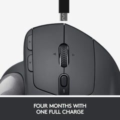 Usage up to 4 months with one full charge for the Logitech MX Ergo Wireless Trackball Mouse