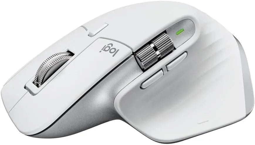 Logitech MX Master 3S for Mac wireless mouse in pale grey, featuring Magspeed scrolling and 8K DPI precision