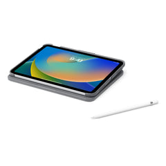 Side view of Logitech Slim Folio Keyboard with integrated stand.