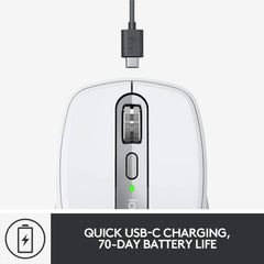 USB-C charging cable and Logitech MX Anywhere 3 wireless mouse