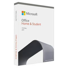 Microsoft Home & Student 2021 box displaying Word, Excel, and PowerPoint icons.