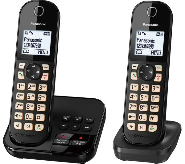 Panasonic KX-TGC462EB cordless phone with twin handsets in black