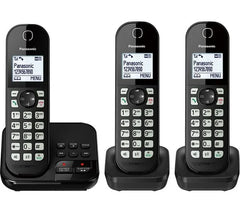 Panasonic KX-TGC463EB cordless phone with triple handsets in black