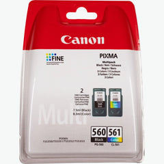 Canon PG-560 Black & CL-561 Colour Ink Cartridge Multipack – Genuine Canon Ink (3713C006), suitable for PIXMA printers – UK packaging